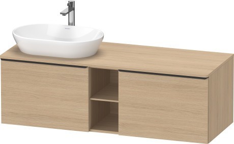 Duravit тумба подвесная под раковину слева 1400 мм х 550 мм и открытой полкой, d-neo, de4950l3030 цвет: натуральный дуб