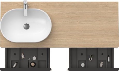 Duravit тумба подвесная под раковину слева 1400 мм х 550 мм и открытой полкой, d-neo, de4950l3030 цвет: натуральный дуб