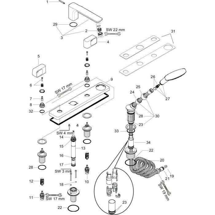 AXOR смеситель на край ванны, Urquiola, шлифованное красное золото арт. 11445310