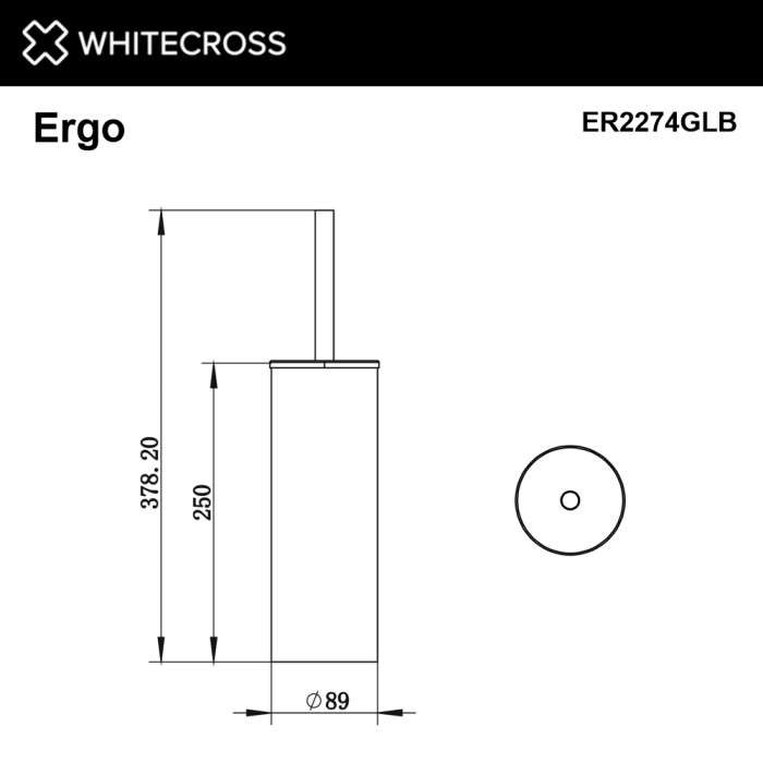 Ершик для унитаза, напольный, Whitecross Ergo gold brushed, брашированное золото арт. ER2274GLB