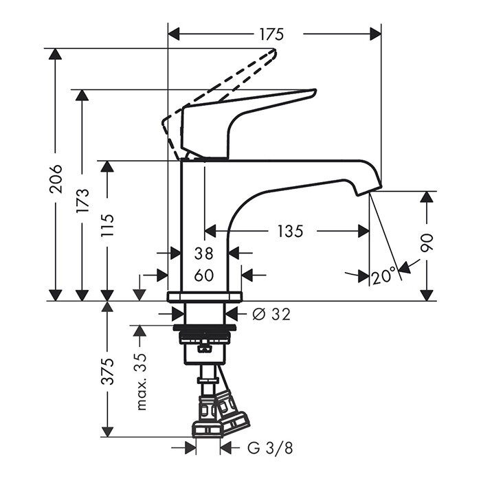 AXOR смеситель для раковины, Citterio E, полированный черный хром арт. 36112330