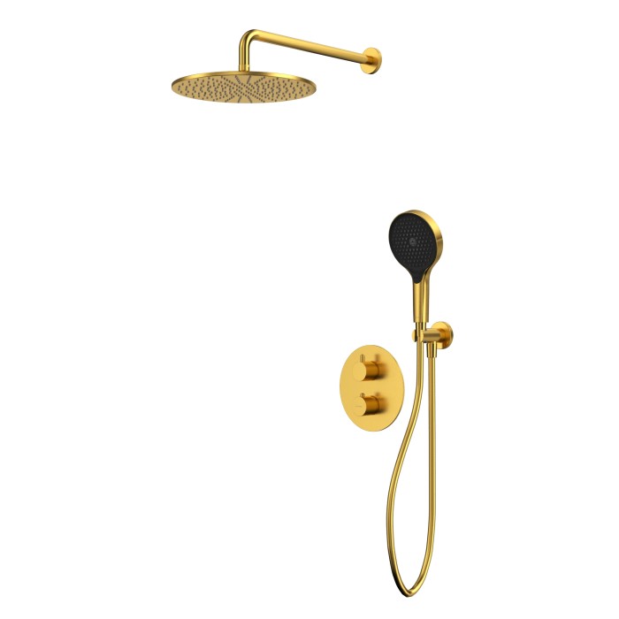 Термостатическая душевая система скрытого монтажа, Whitecross Y brushed gold, брашированное золото арт. YSET08TOPGLB