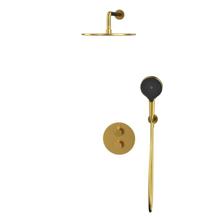 Термостатическая душевая система скрытого монтажа, Whitecross Y brushed gold, брашированное золото арт. YSET08TOPGLB