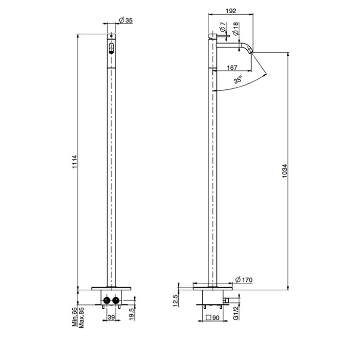 Fima Carlo Frattini смеситель для раковины, напольный, spillo up, черный арт. f3031/pnns