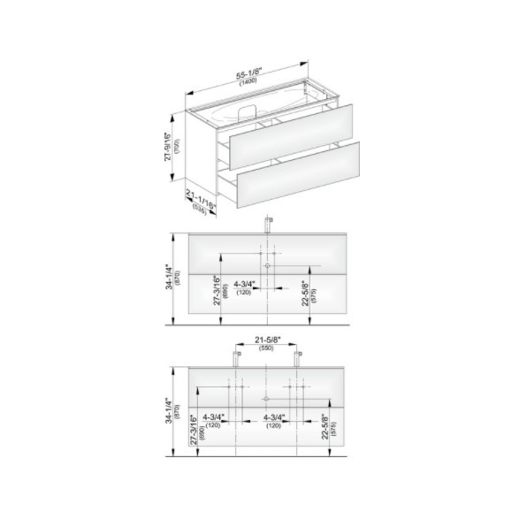 Keuco тумба подвесная под раковину с двумя выдвижными фронтами, edition 11, трюфель арт. 31362 140000
