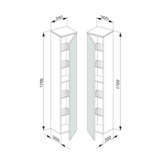Keuco шкаф высокий подвесной петли слева, 4 стеклянные полки, edition 400, дуб кашемир арт. 31730 870001
