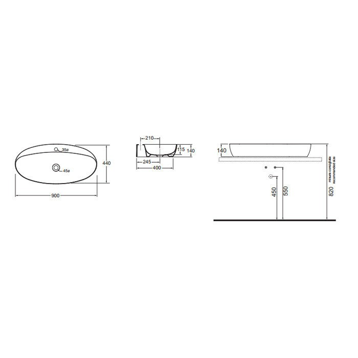 Azzurra Раковина 44x90 Elegance, ELLA090440C0BI/(ECI90 bi)*0 цвет: белый