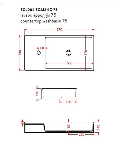 ArtCeram раковина (накладная), scl004 01 00 scalino цвет: белый глянцевый