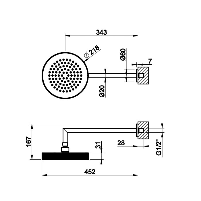 Gessi Душевая головка для настенного крепления, поворотная с шарниром, Ingranaggio, 63548#031 цвет: хром