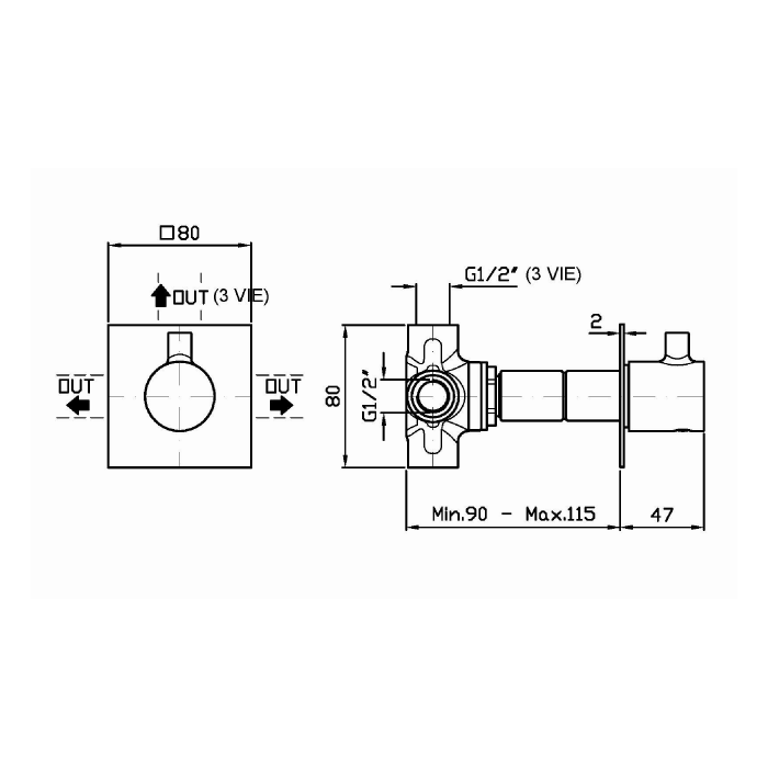 Zucchetti встроенный смеситель, 2-х канальный, pan, хром арт. z94597 r97830
