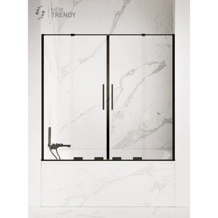 Шторка для ванны 170x150, New trendy Smart black, черный арт. EXK-4211