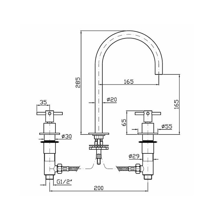 Zucchetti смеситель для раковины, на 3 отв., высокий, helm, нержавеющая сталь арт. zhm516.x