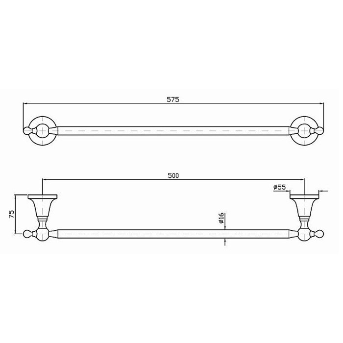 Zucchetti полотенцедержатель, 50см., подвесной, agora classic, никель арт. zad421.c8