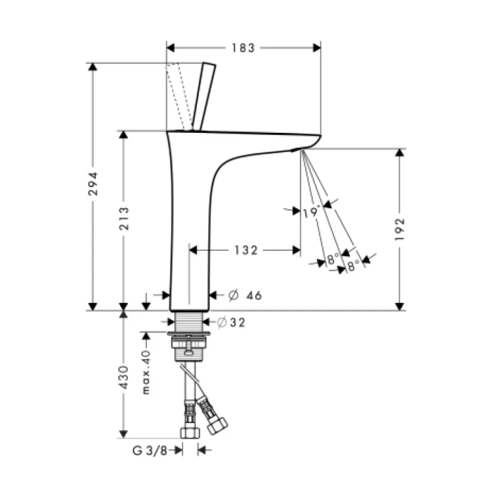 Hansgrohe смеситель для раковины, PuraVida, хром арт. 15081000