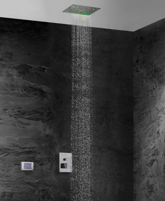 Bossini верхний душ light с rgb хромотерапией, cube, хром арт. i01723.030