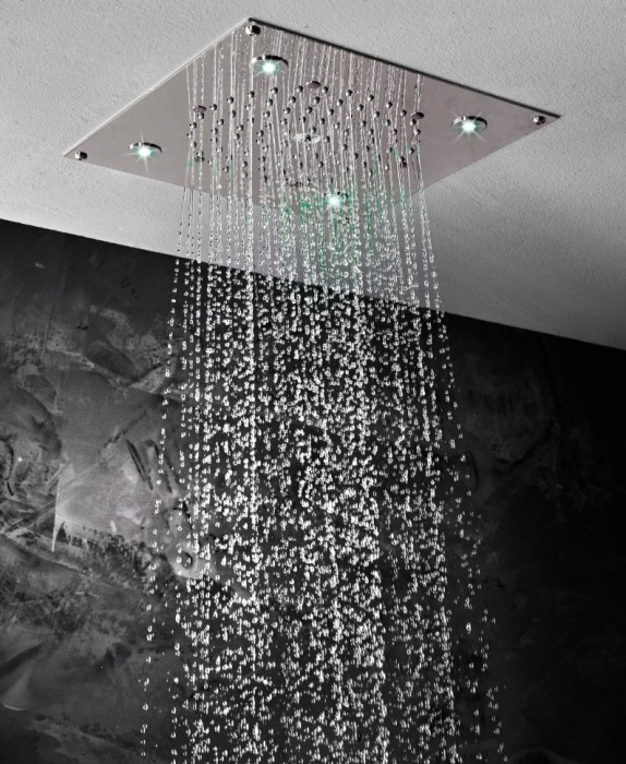 Bossini верхний душ light с rgb хромотерапией, cube, хром арт. i01723.030