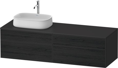 Duravit тумба подвесная с вырезом под раковину слева 550 мм х 1600 мм х 442 мм, zencha, ze4824l16800000 цвет: чёрный дуб/графит суперматовый