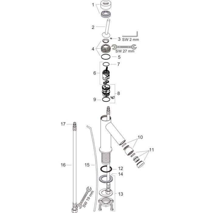 AXOR смеситель для биде, Starck, шлифованная медь арт. 10211950