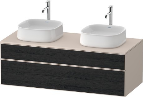 Duravit тумба подвесная под две раковины 550 мм х 1300 мм х 442 мм, zencha, ze4823b16830000 цвет: чёрный дуб/серо-коричневый суперматовый