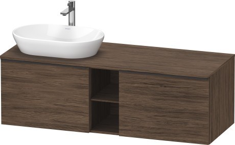 Duravit тумба подвесная под раковину слева 1400 мм х 550 мм и открытой полкой, d-neo, de4950l2121 цвет: орех темный