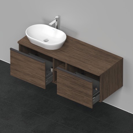 Duravit тумба подвесная под раковину слева 1400 мм х 550 мм и открытой полкой, d-neo, de4950l2121 цвет: орех темный