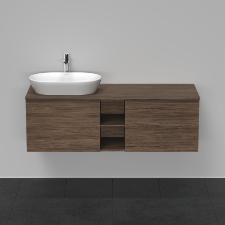 Duravit тумба подвесная под раковину слева 1400 мм х 550 мм и открытой полкой, d-neo, de4950l2121 цвет: орех темный