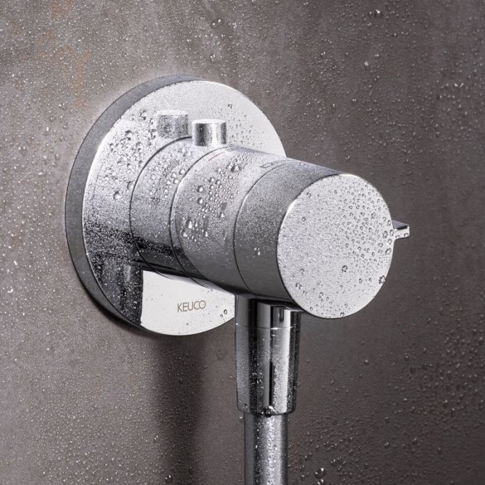 Keuco встриваемый смеситель с термостатом с круглой розеткой, с выводом для шланга dn 15, ixmo solo, черный матовый арт. 59554 370001