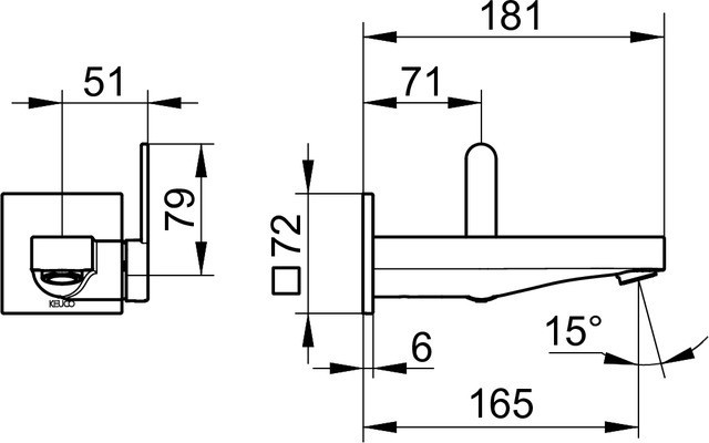Keuco смеситель однорычажный для раковины вылет 181 мм, dn 15, ixmo, хром арт. 59516 010302