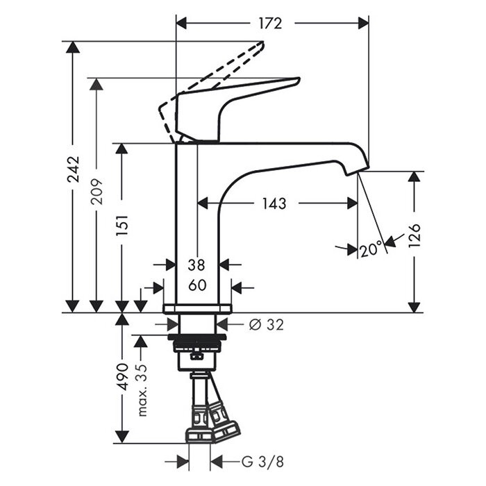 AXOR смеситель для раковины, Citterio E, хром арт. 36111000