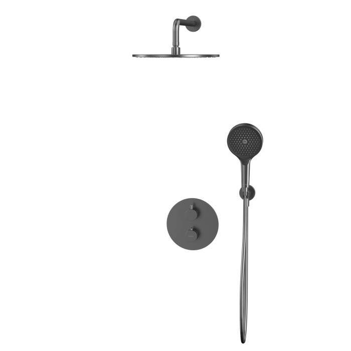 Термостатическая душевая система скрытого монтажа, Whitecross Y gunmetal, оружейная сталь арт. YSET08TOPGM
