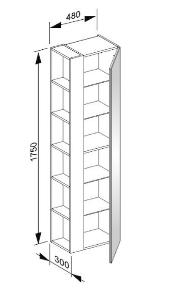 Keuco высокий шкаф-пенал петли справа 300 мм х 480 мм х 1750 мм, plan, инокс матовый арт. 32931 290002