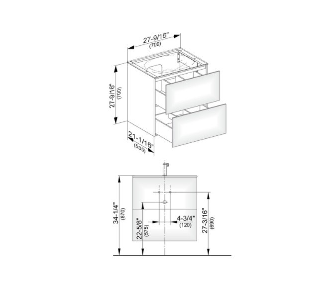 Keuco тумба подвесная под раковину с двумя выдвижными фронтами, с внутренней светодиодной подсветкой, edition 11, антрацит арт. 31342 110100