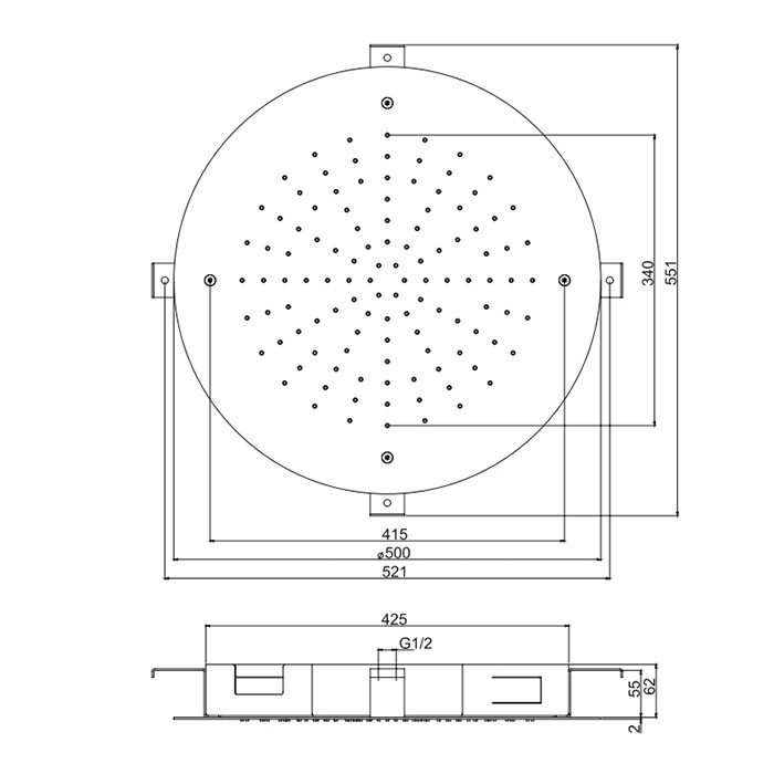 Fima Carlo Frattini верхний душ 50см., потолочный soffioni, чёрный арт. f2426ns