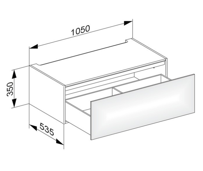 Keuco модуль нижнего шкафа для встройки снизу, с одним выдвижным ящиком, с внутренней светодиодной подсветкой, edition 11, белый арт. 31312 210100