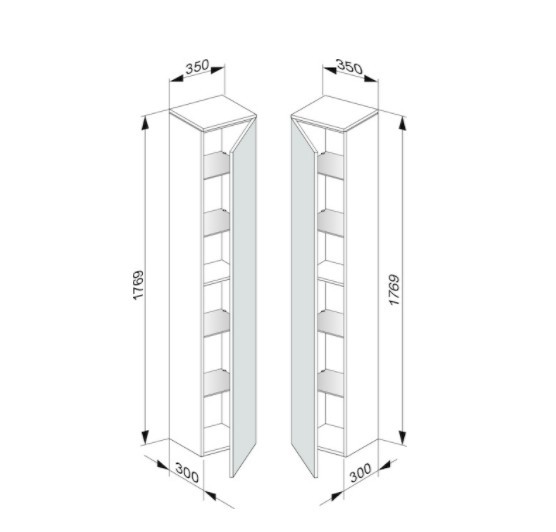 Keuco шкаф высокий подвесной петли справа, 4 стеклянные полки, edition 400, дуб антрацит арт. 31730 860002