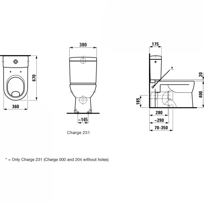 LAUFEN унитаз напольный компакт, выпуск vario, PRO VARIO - 8.2495.9.000.231.1