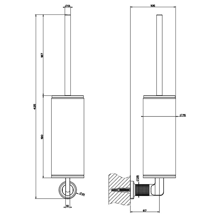 Gessi Ершик настенный, INCISO, 58520#149 цвет: finox