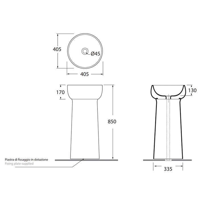Azzurra раковина напольная d40хh85см, слив в пол, без отв., Azzurra, LALF04040S00PR*0 цвет: perl?