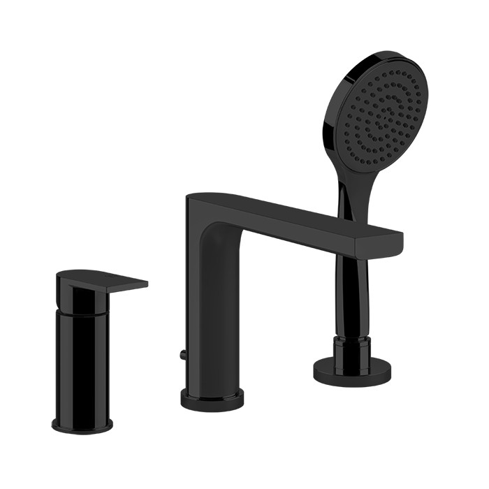 Gessi Смеситель для ванны, на 3 отв., с переключателем, изливом и шлангом 1,50м, Emporio Via manzoni, 38634#299 цвет: black xl