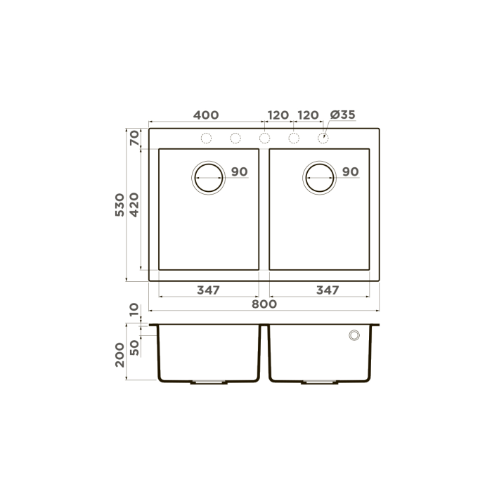 Omoikiri кухонная мойка Bosen 80-2, leningrad grey арт. 4993569