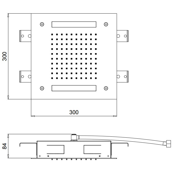 Встраиваемый верхний душ 496х496 мм, 3 типа струи, хромотерапия, Almar Chromoterapy, E044139.MB цвет: черный матовый