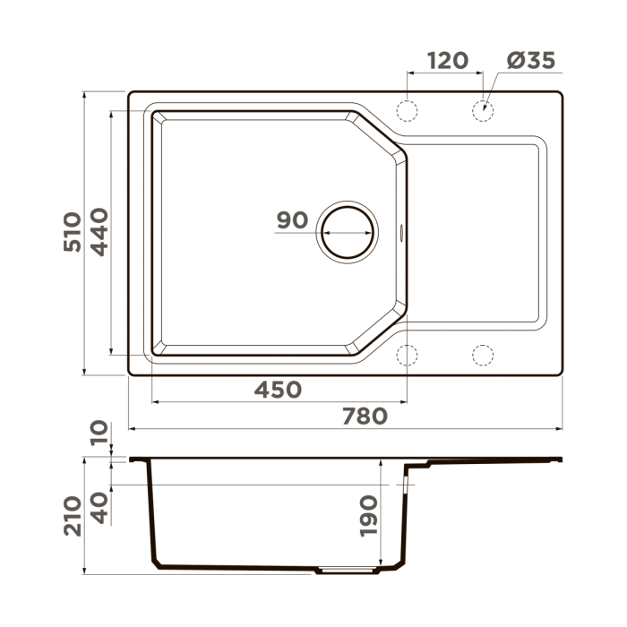 Omoikiri кухонная мойка Yonaka 78-LB, черный арт. 4993341