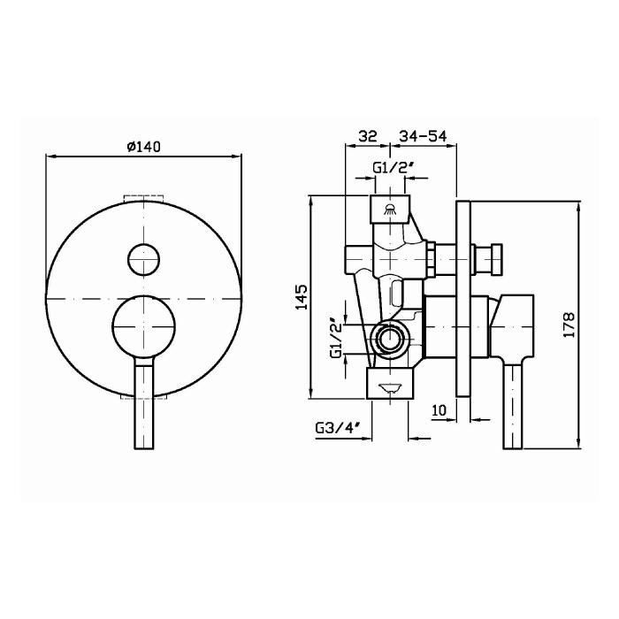 Zucchetti встроенный однорычажный смеситель для ванны, pan, хром арт. zp6127 r99684