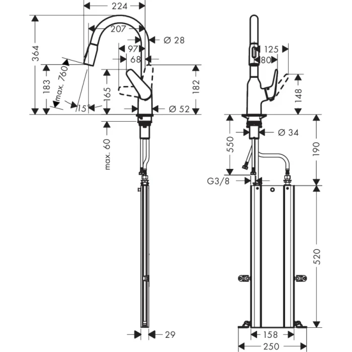 Hansgrohe смеситель для кухни, Focus M42, нержавеющая сталь арт. 71821800