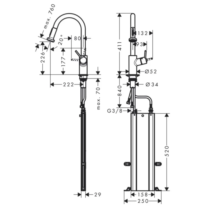Hansgrohe смеситель для кухни, Talis M52, нержавеющая сталь арт. 73863800