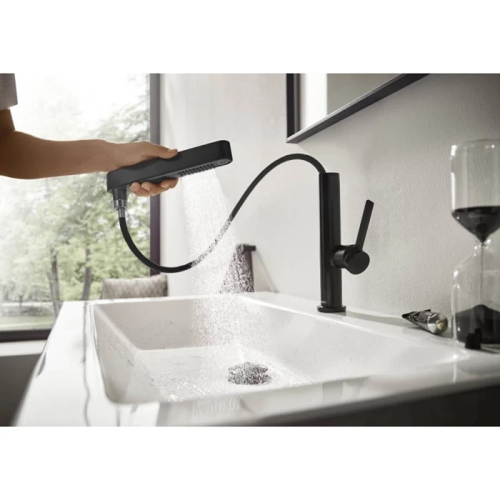 Hansgrohe смеситель для раковины с донным клапаном, Finoris, черный арт. 76063670