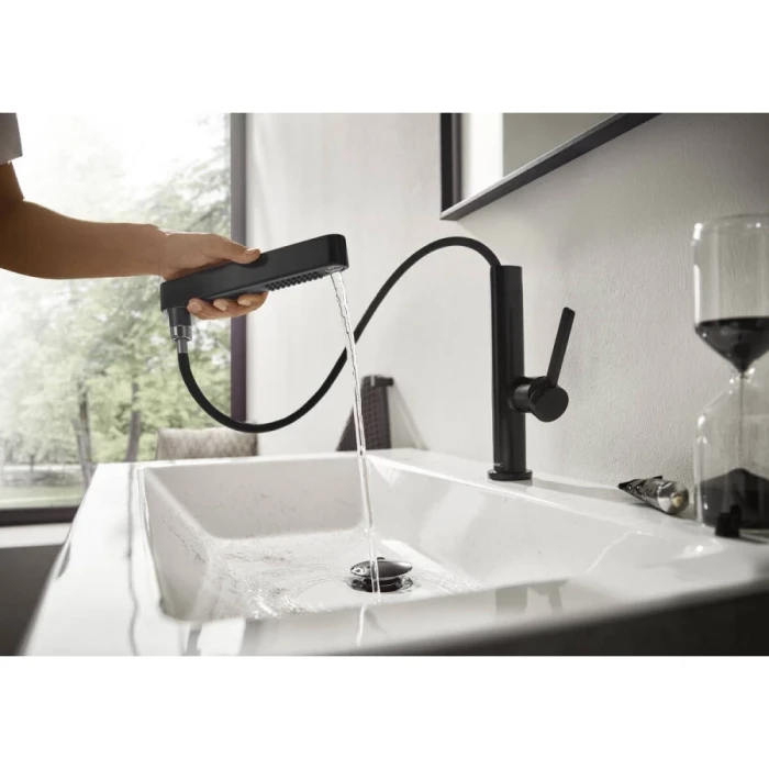 Hansgrohe смеситель для раковины с донным клапаном, Finoris, черный арт. 76063670