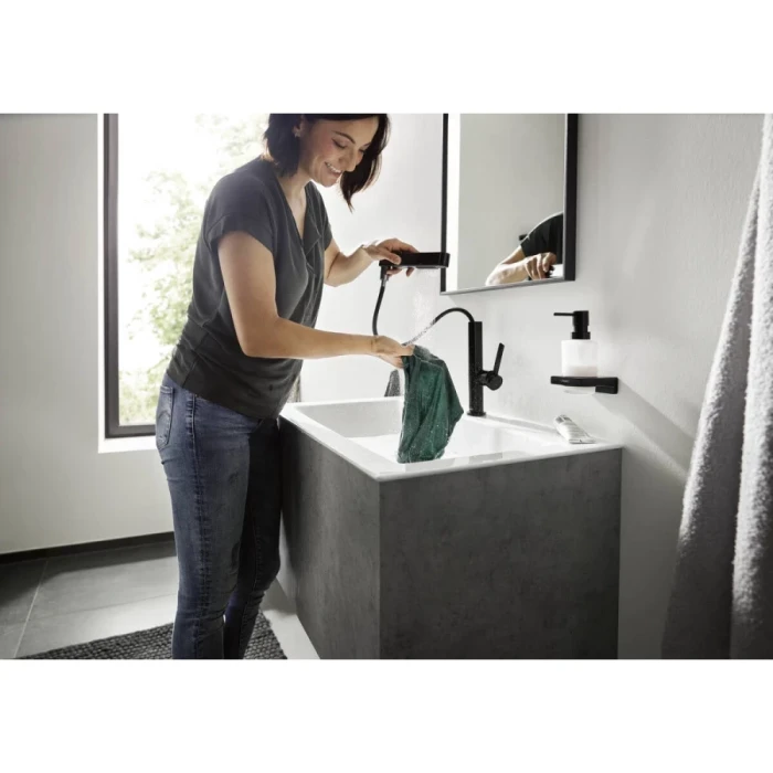 Hansgrohe смеситель для раковины с донным клапаном, Finoris, черный арт. 76063670