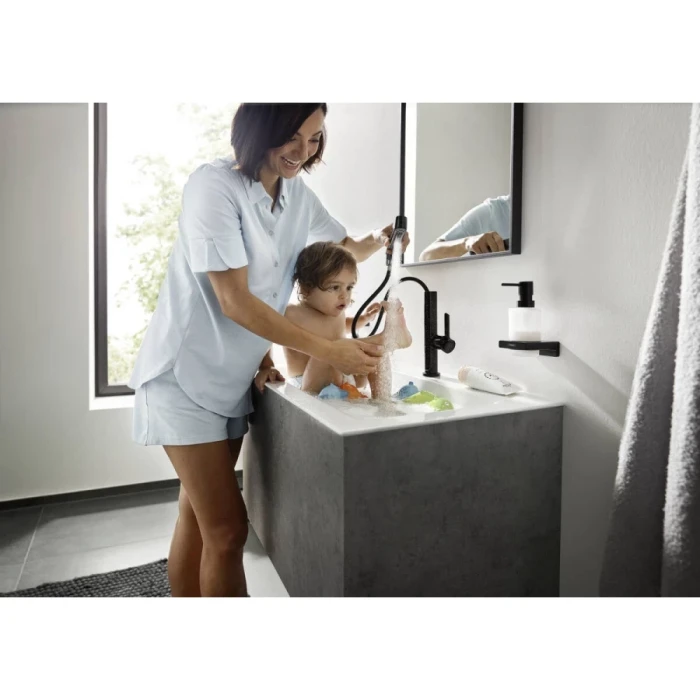 Hansgrohe смеситель для раковины с донным клапаном, Finoris, черный арт. 76063670