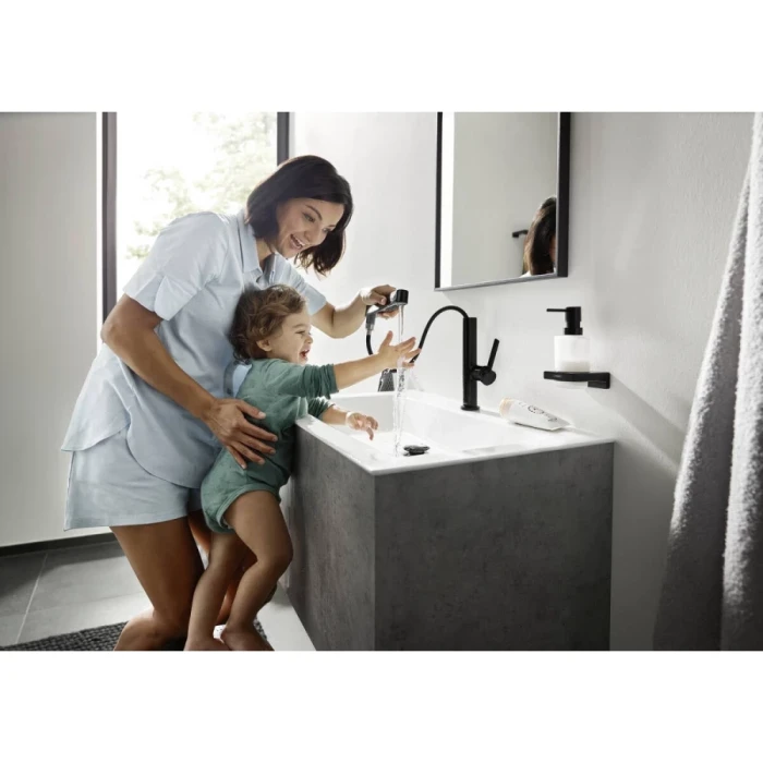 Hansgrohe смеситель для раковины с донным клапаном, Finoris, черный арт. 76063670